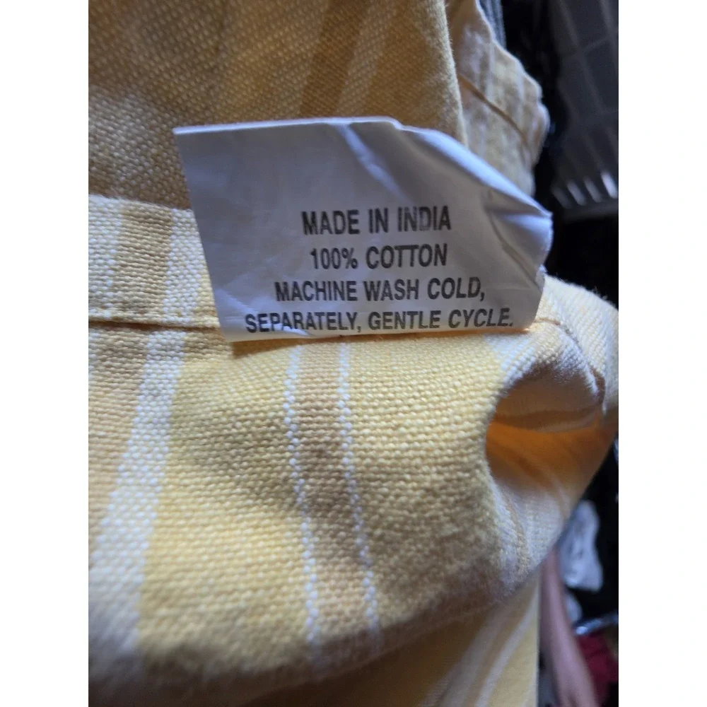 Crate & Barrel Yellow Striped Cotton Napkin 20x18 Set India Cloth Dinner
